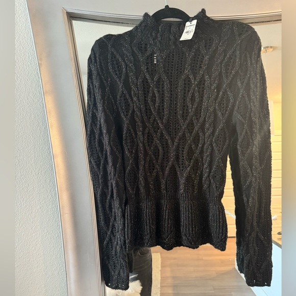 EXPRESS Black and Gold Shimmer Sweater. - Picture 4 of 9